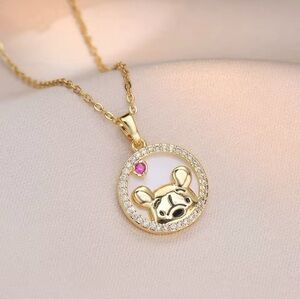 14K Gold Disney Winnie The Pooh “Peek A Boo Pooh” Necklace With Diamond Accent